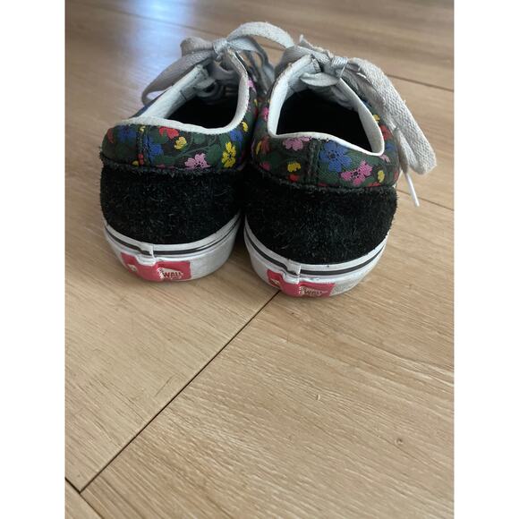 Vans sneakers girls size 2 black suede floral lace up - Picture 3 of 5